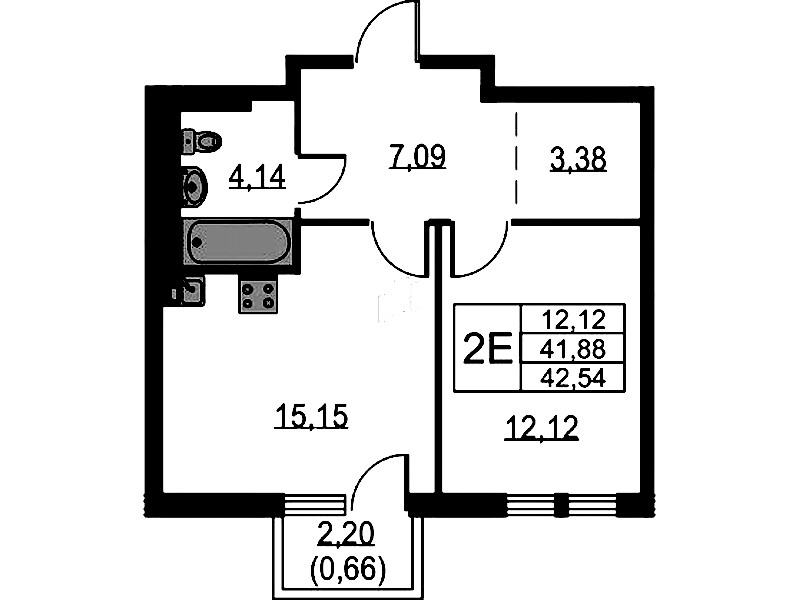 1-комнатная квартира 42.54 м², 10/17 эт., ЖК «Невская Долина»